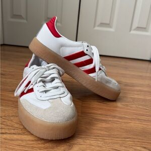 adidas Women's White and Red Athletic Sneakers